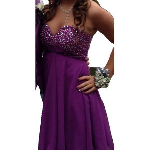 Womens Purple Sleeveless Sweetheart Embellised Top Fit And Flare Dress Size 7